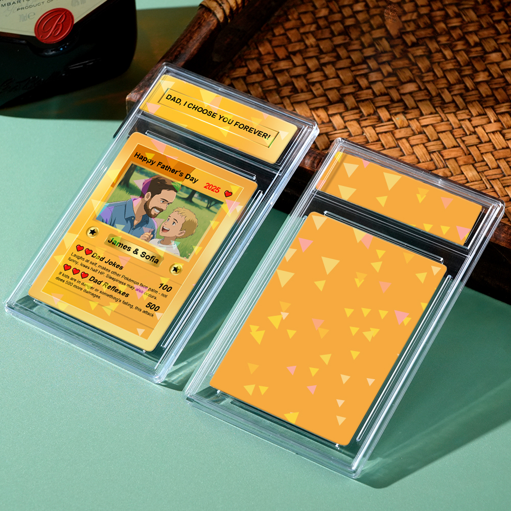 Personalized Anime Photo Father's Day Card DAD, I CHOOSE YOU FOREVER Poke Card Father's Day Gift for Grandpa New Grandpa Gift Dad Wallet Card - MyFaceUnderwearAU
