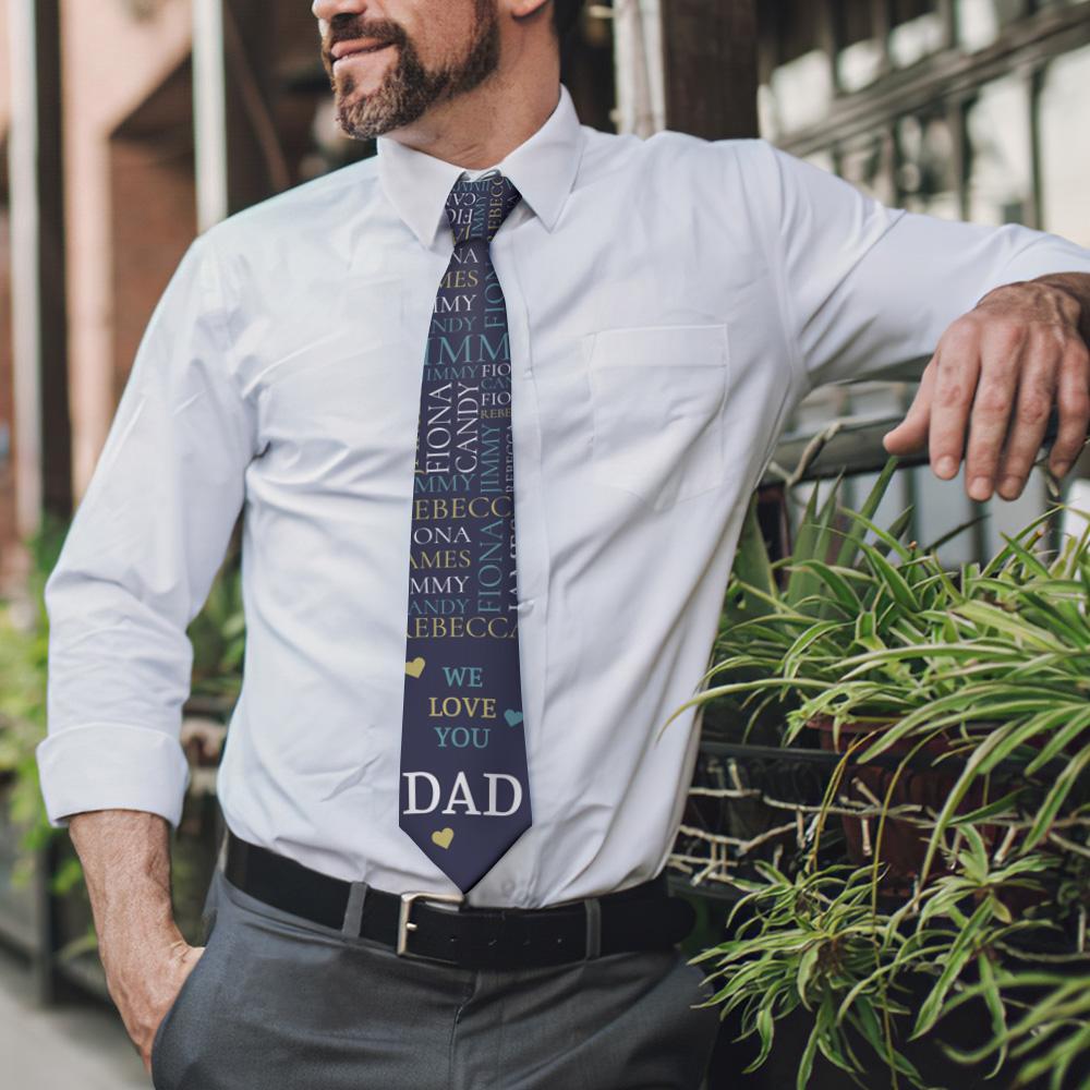 Gift For Father Custom Name Face On Necktie - MyFaceBoxerAU