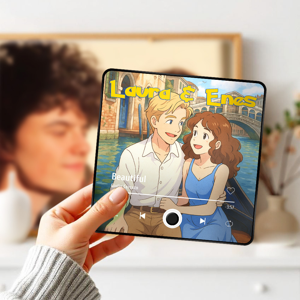 Custom Cartoon Dad Photo Fridge Magnet Music Can Be Played Without Cell Phone Music Photo Fridge Magnet Decoration for Lover - MyfaceboxerAU