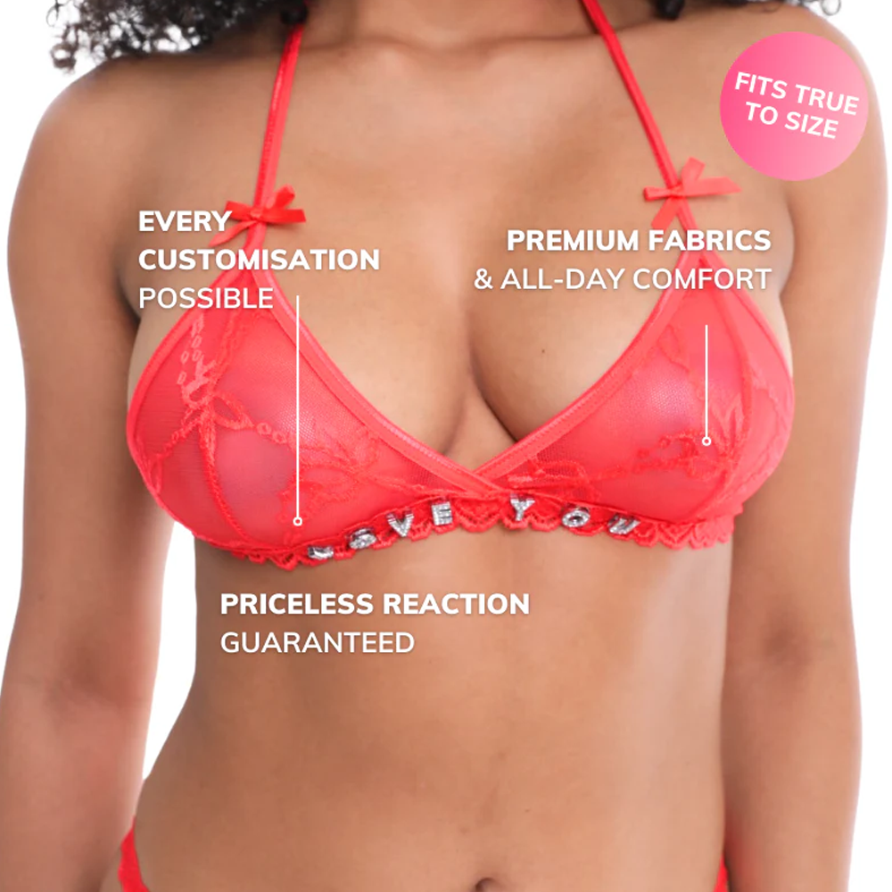 Custom Bra and Thong Seductive Name Set - MyfaceboxerAU