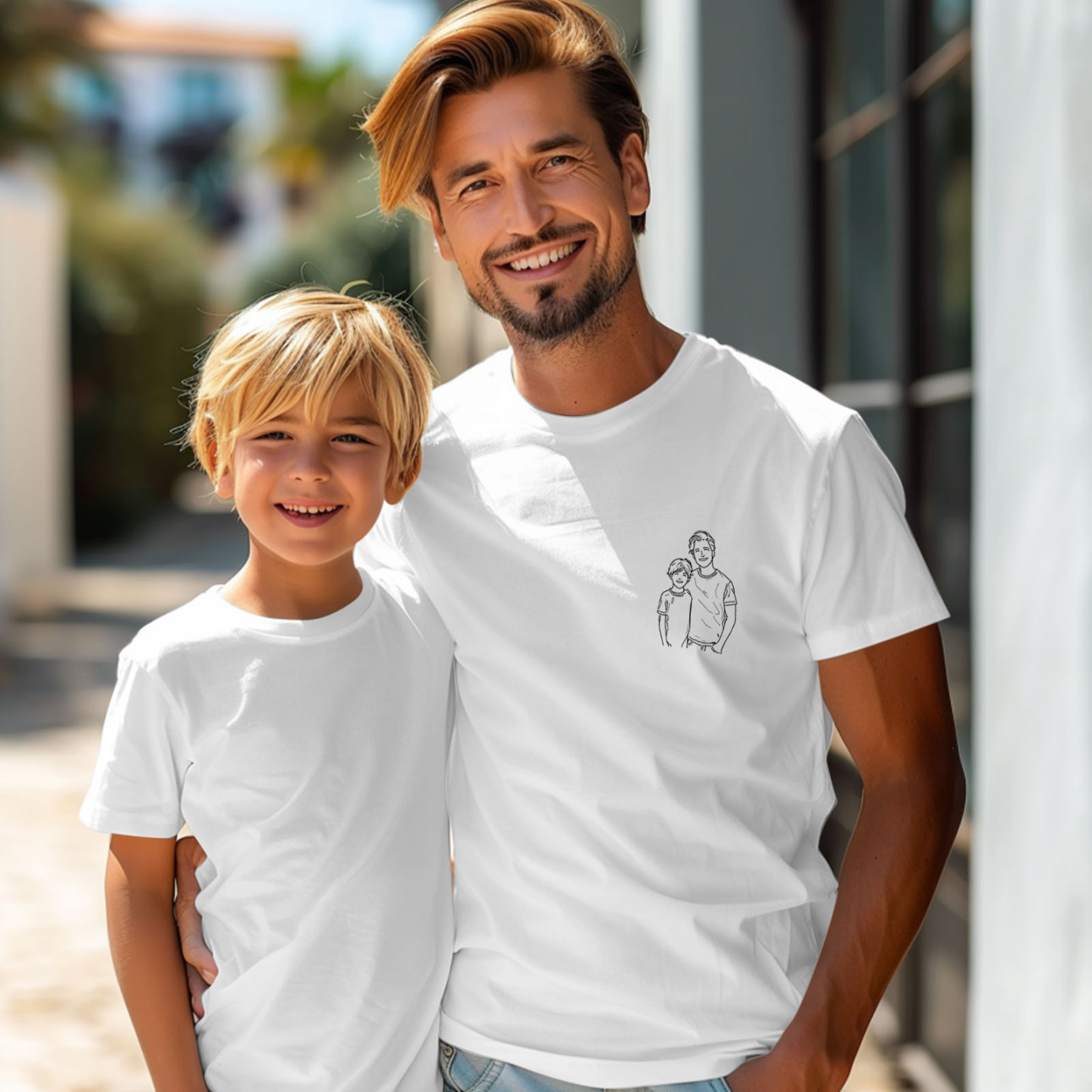 Custom Photo Embroidered T-Shirt for Dad Personalized Dad Portrait Shirt Gift for Husband Fathers Day Gifts