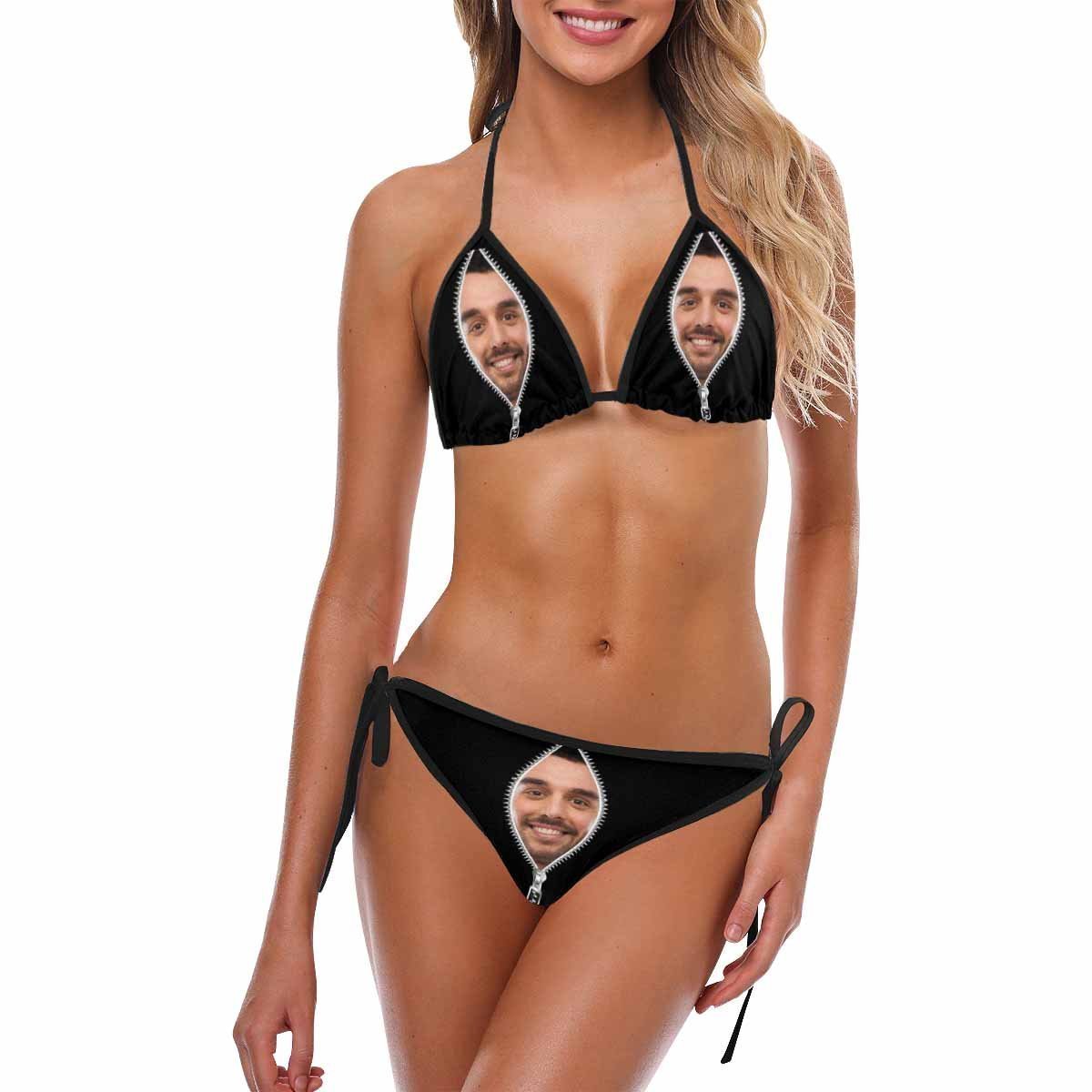 Custom Face Bikini Women's Sexy Photo Segmented Swimsuit - Zipper - MyFaceBoxer