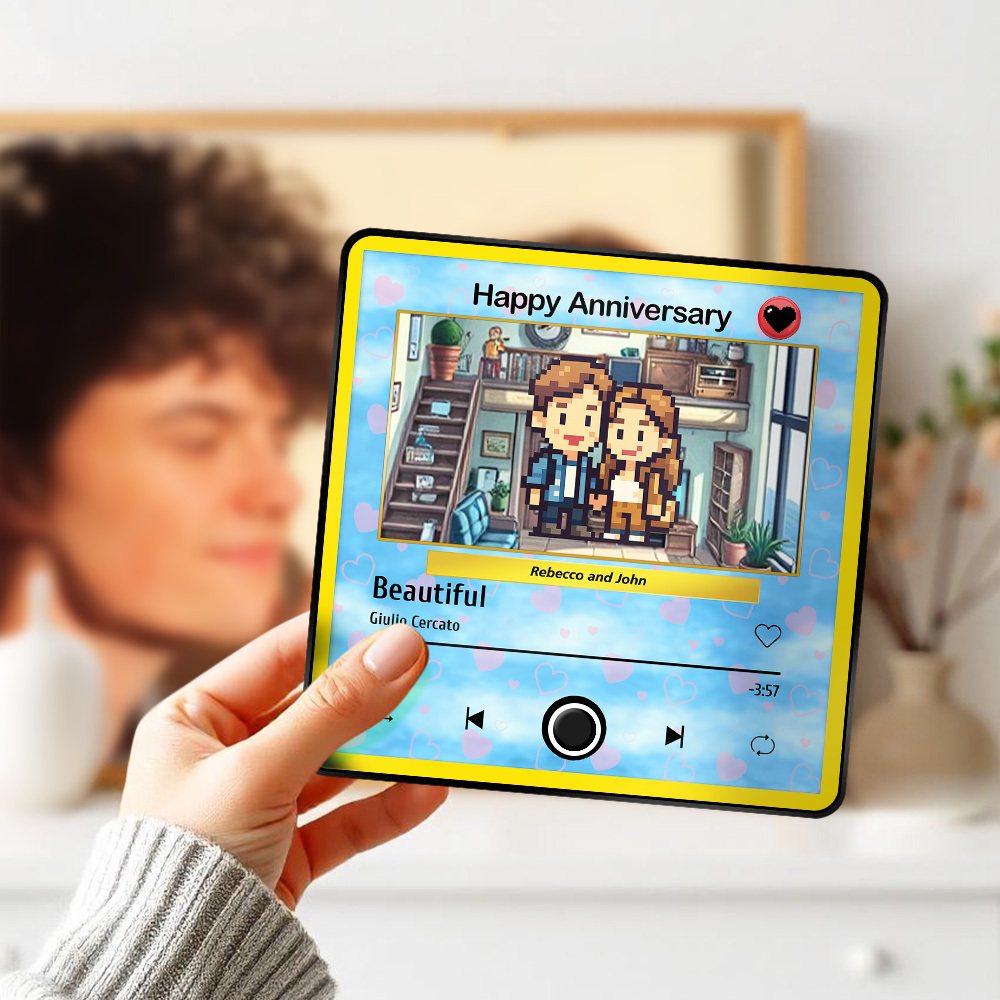 Custom Cartoon Dad Photo Fridge Magnet Music Can Be Played Without Cell Phone Music Photo Fridge Magnet Decoration for Lover - MyfaceboxerAU