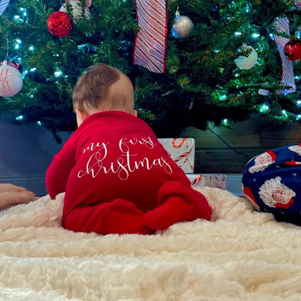 Personalized Baby First Christmas Cozy Soft Long Sleeve Romper - MyfaceboxerAU