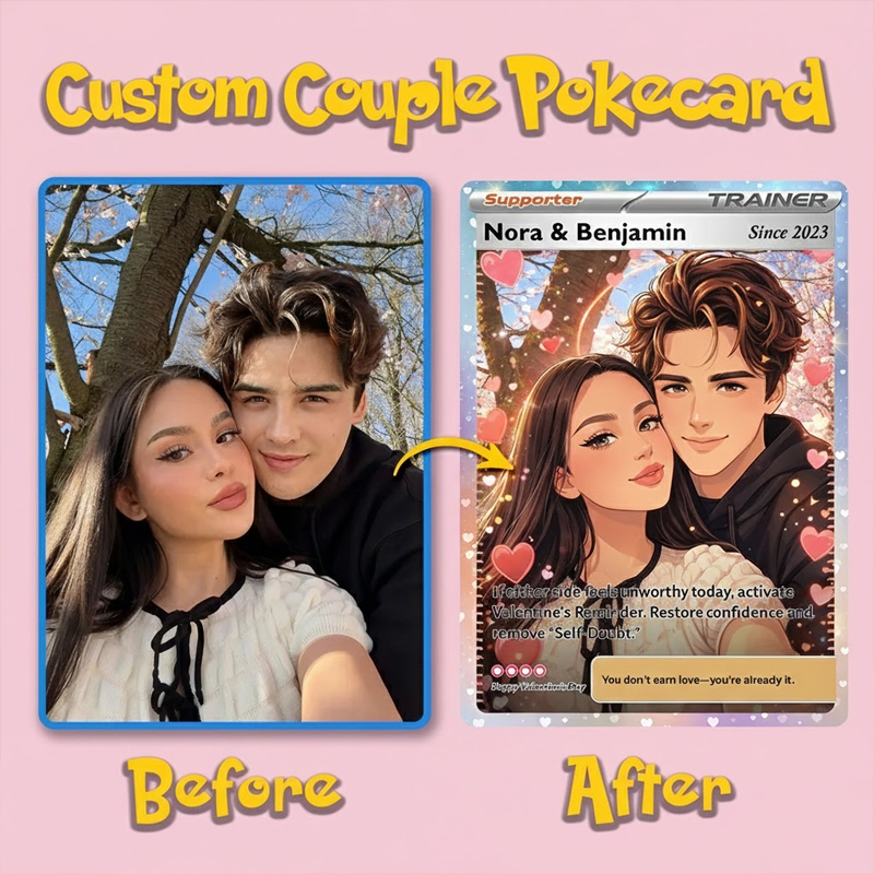 Personalised Couple Anime Supporter Trainer Card Pokecard