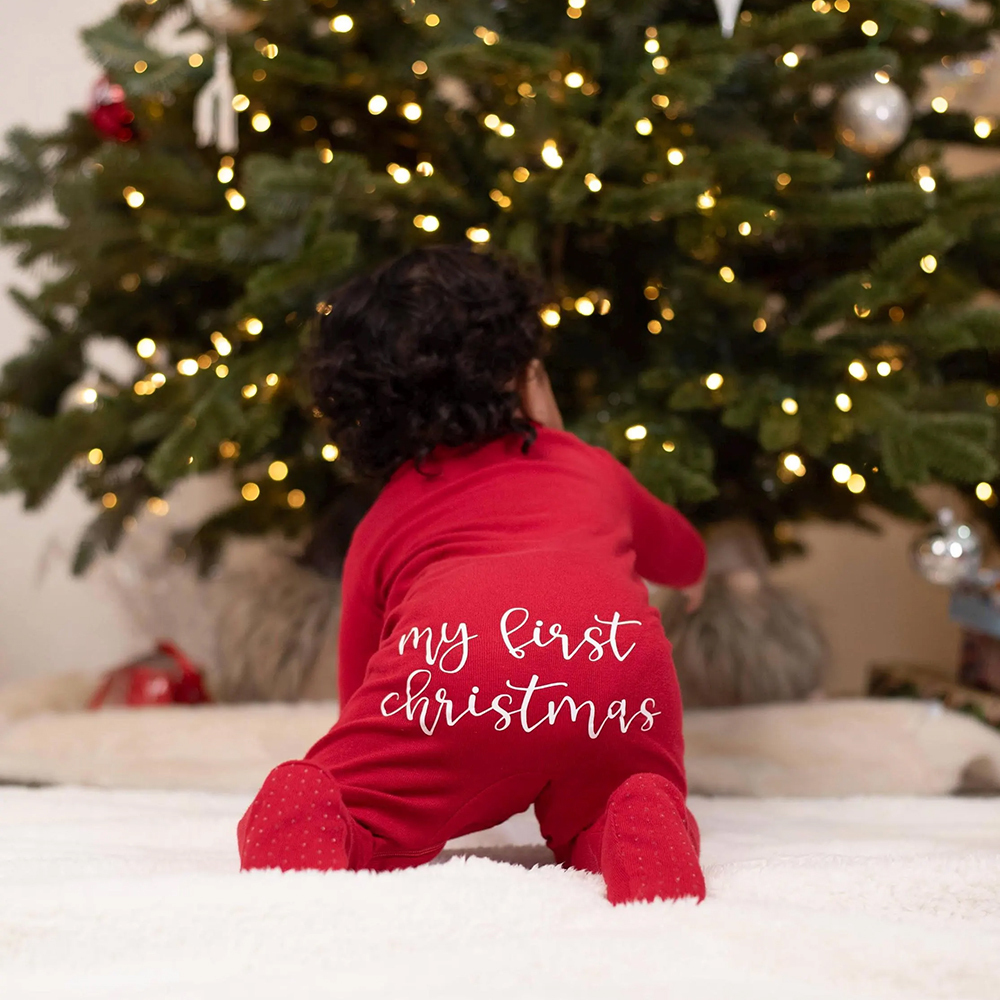 Personalized Baby First Christmas Cozy Soft Long Sleeve Romper - MyfaceboxerAU