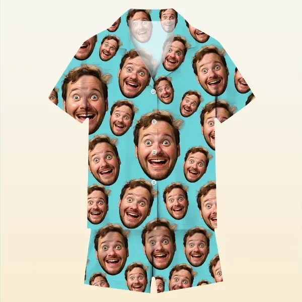 Custom Funny Face Short Sleeve Pajamas Custom Photo Pajamas - MyfaceboxerAU