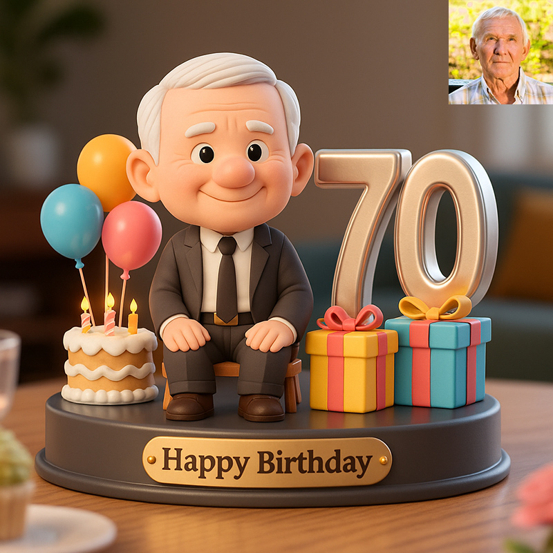 Birthday Gifts for Him Custom Photo Cartoon Birthday Themed Acrylic Figurines 2D Look 3D Pop