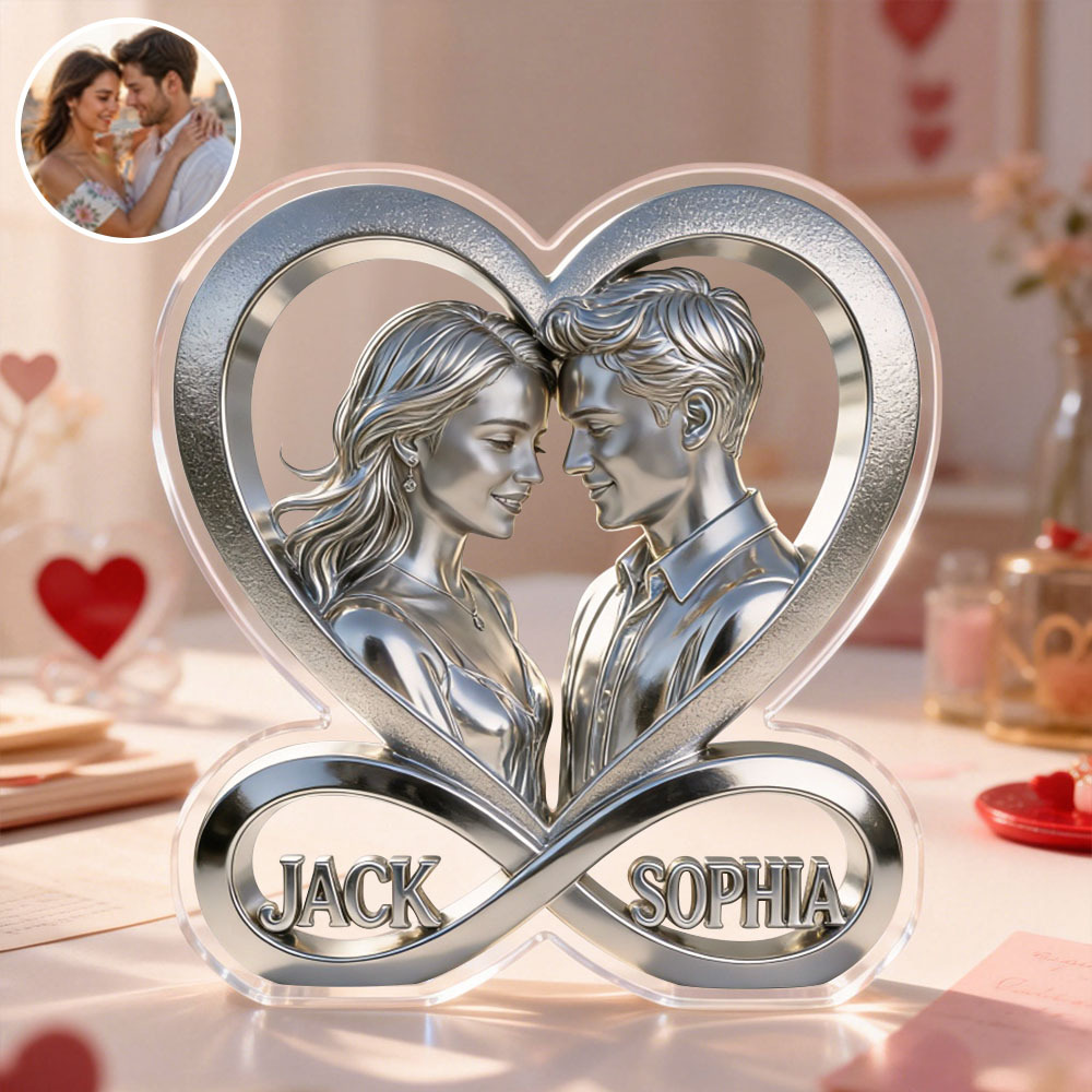 Personalized Infinity Heart Photo Acrylic Plaque - MyfaceboxerAU