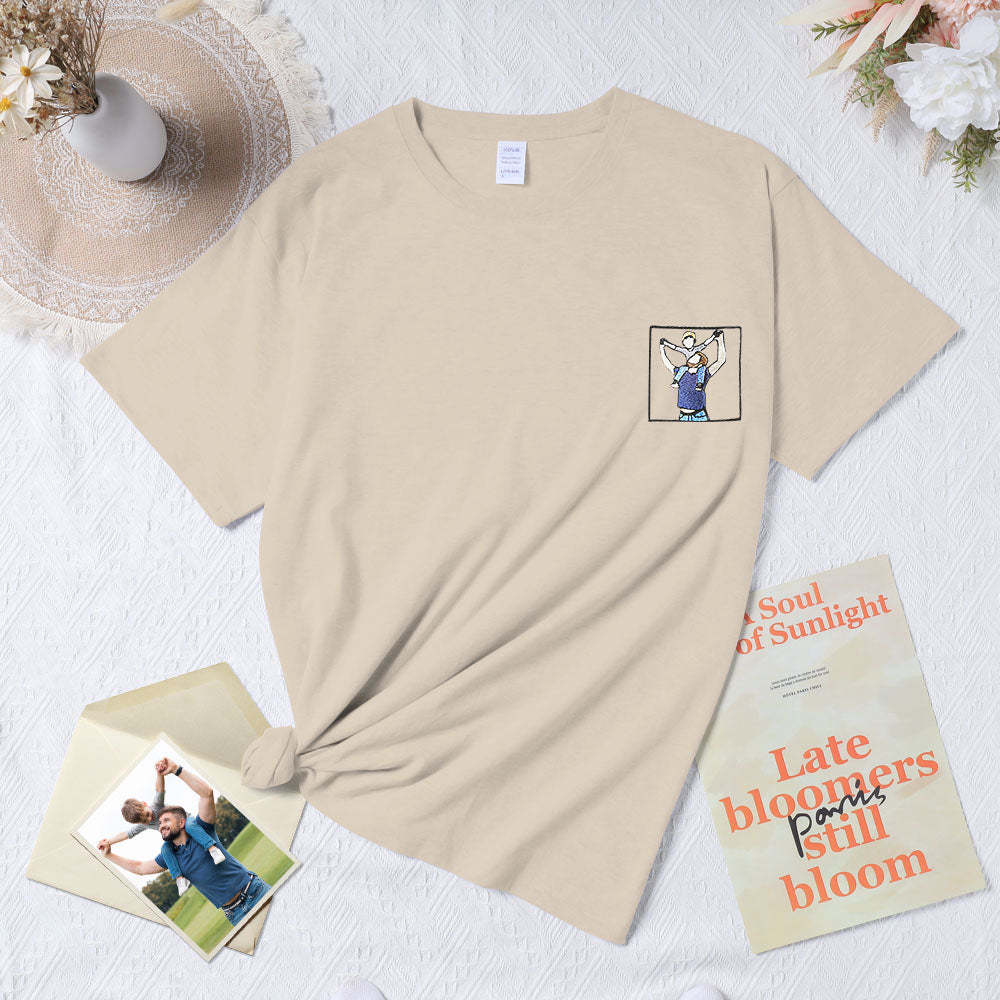 Gift For Dad Custom Embroidered Dad T-Shirt From Photo Father's Day Gift