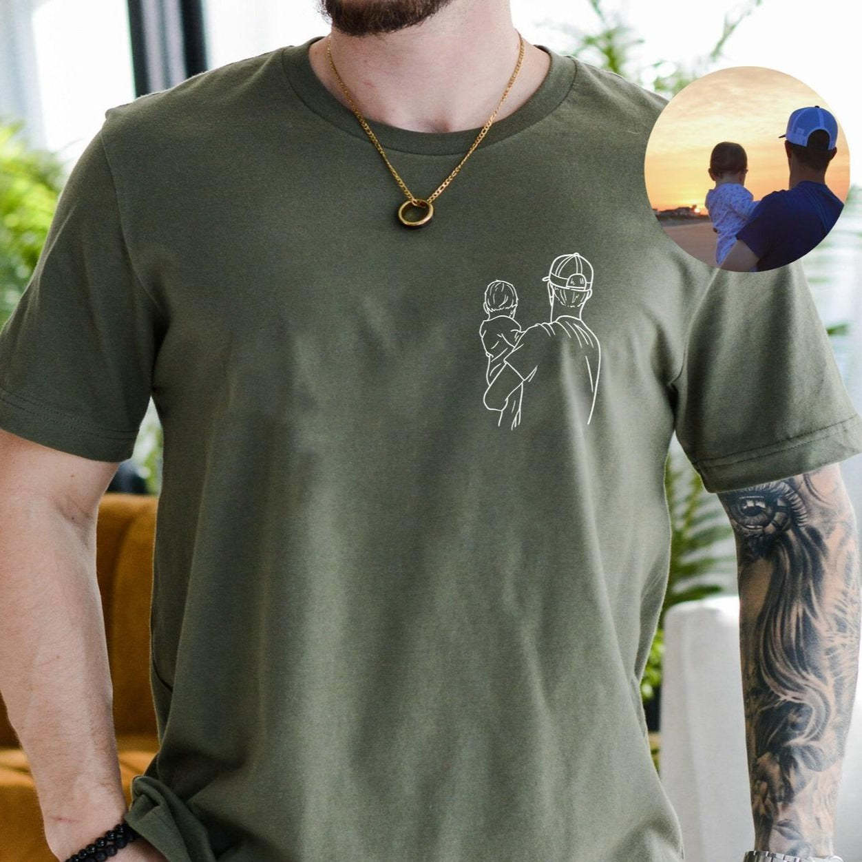 Custom Shirt Personalized Photo T-Shirt for Dad Personalized T-shirt Custom Dad Portrait Shirt Gift for Husband Fathers Day Gifts - MyFaceBoxer