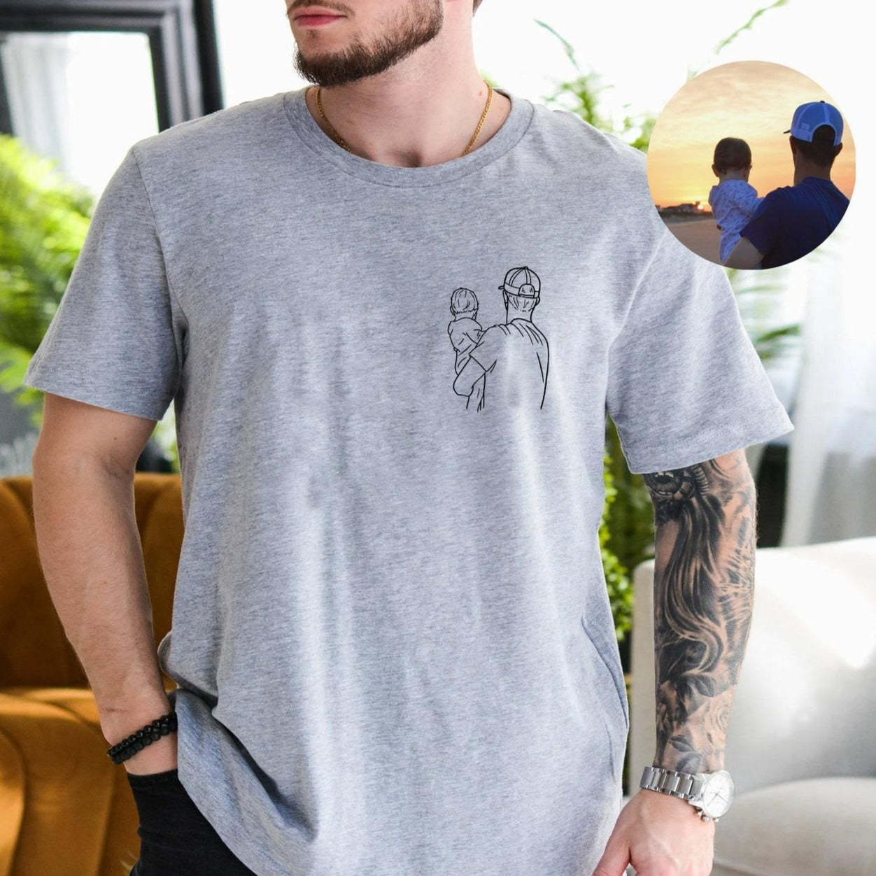 Custom Shirt Personalized Photo T-Shirt for Dad Personalized T-shirt Custom Dad Portrait Shirt Gift for Husband Fathers Day Gifts - MyFaceBoxer