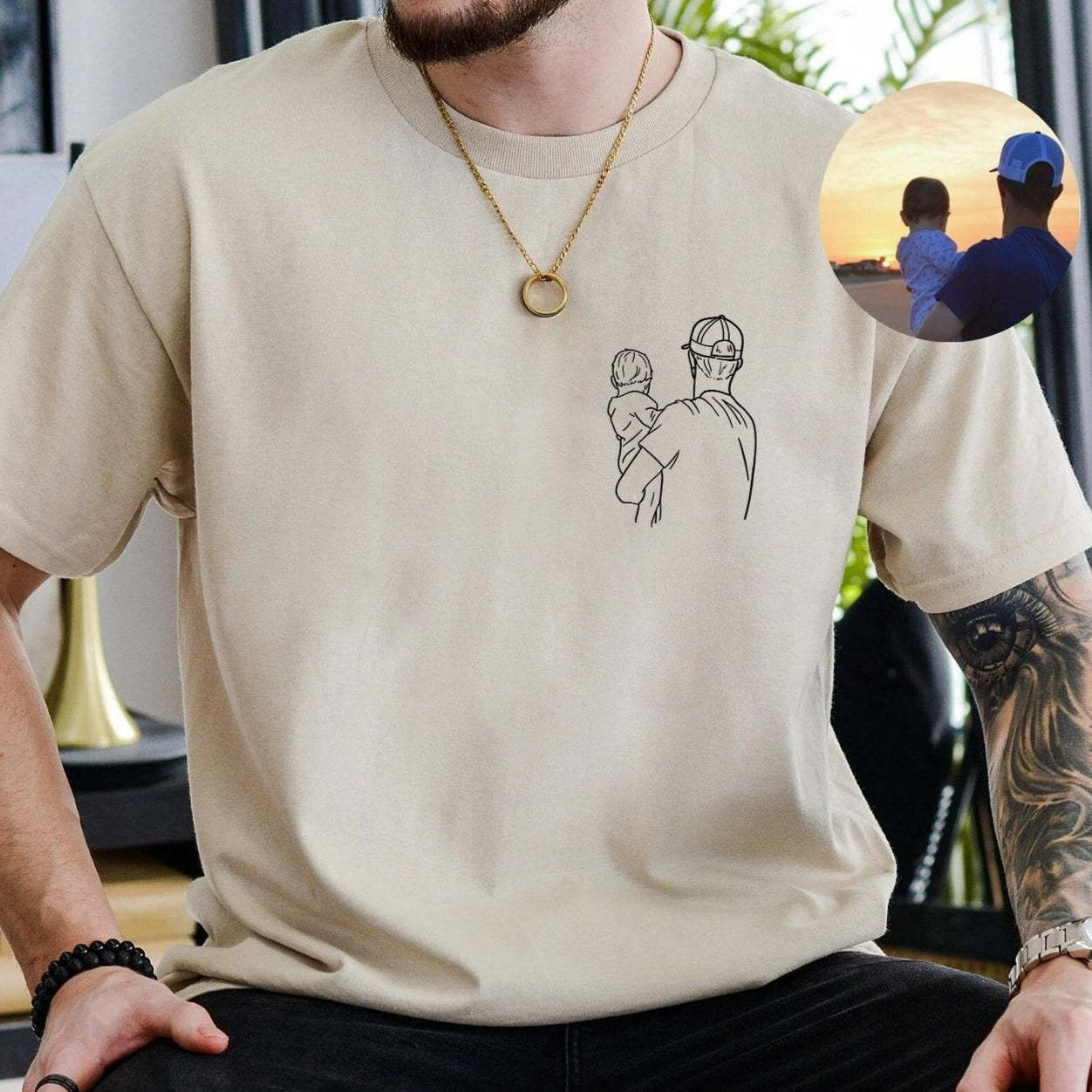 Custom Shirt Personalized Photo T-Shirt for Dad Personalized T-shirt Custom Dad Portrait Shirt Gift for Husband Fathers Day Gifts - MyFaceBoxer