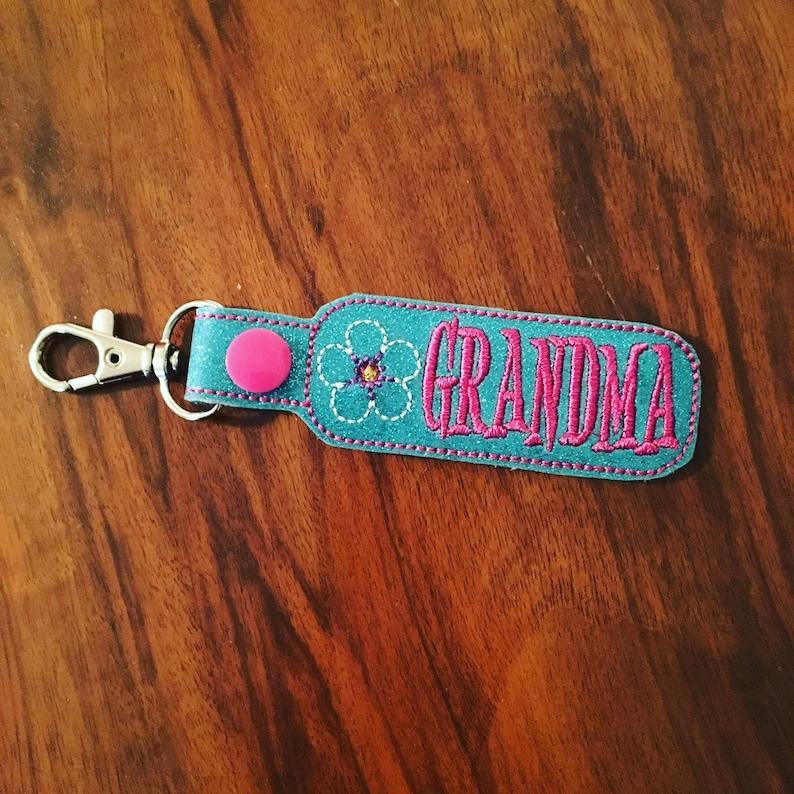 Grandma key fob, grandma key chain, new grandama gift, zipper pull, key fob, embroidered key fob, grandparent's day gift