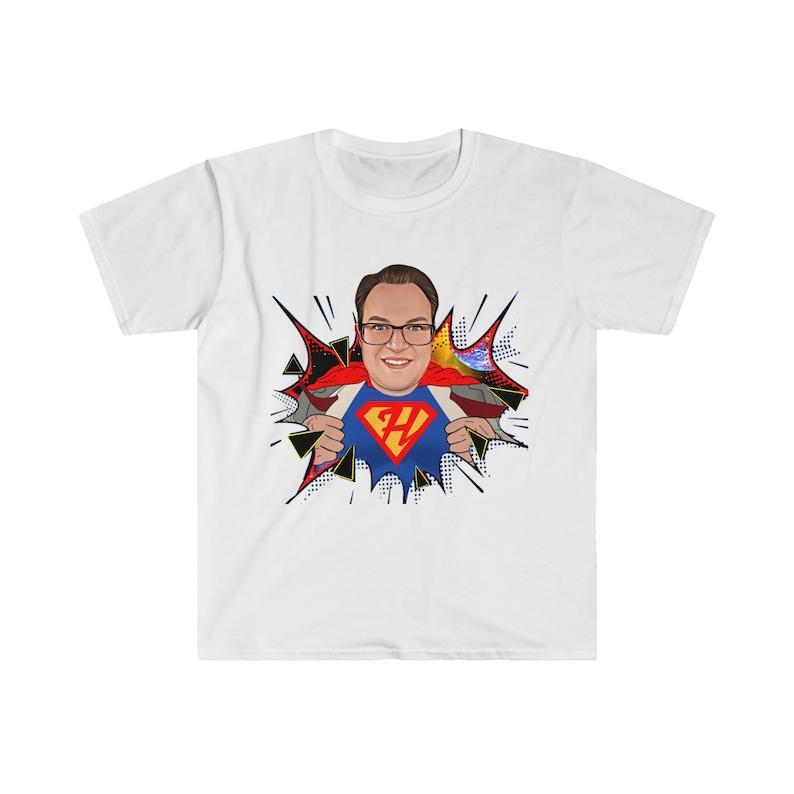 Custom Superhero Shirt, Superhero Cartoon, Personalized Cartoon Portrait, Custom Cartoon Shirt, Superhero Gift For Dad, Comic Photo Shirt