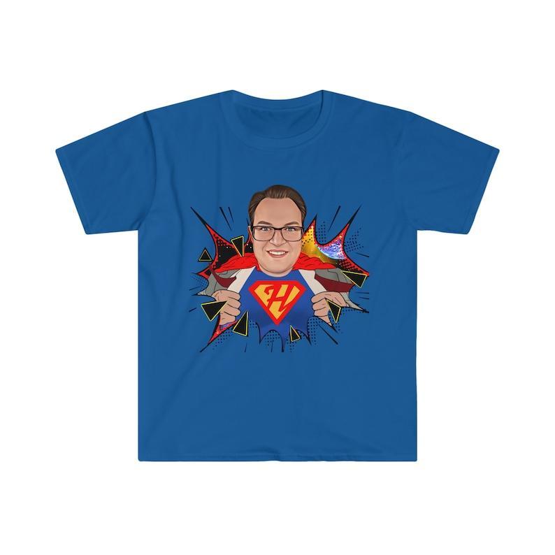 Custom Superhero Shirt, Superhero Cartoon, Personalized Cartoon Portrait, Custom Cartoon Shirt, Superhero Gift For Dad, Comic Photo Shirt