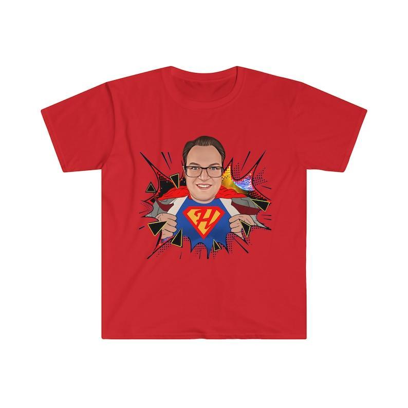 Custom Superhero Shirt, Superhero Cartoon, Personalized Cartoon Portrait, Custom Cartoon Shirt, Superhero Gift For Dad, Comic Photo Shirt