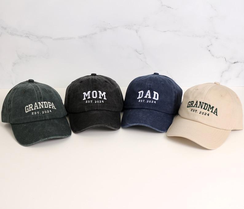 Custom Embroidered Hat, Personalized Date, Vintage Baseball Hat, Gift For New Grandma Grandpa