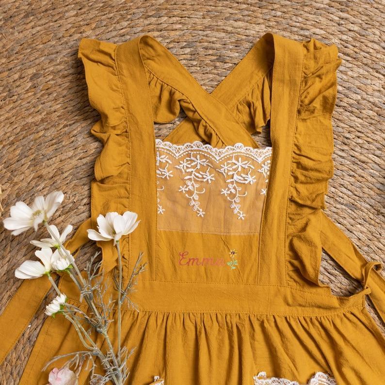Personalized Floral Embroidered Apron For Women, Cotton Apron with Lace Pockets, Custom Flower Garden Baking Apron, Hostess Mothers Gift - MyFaceBoxer
