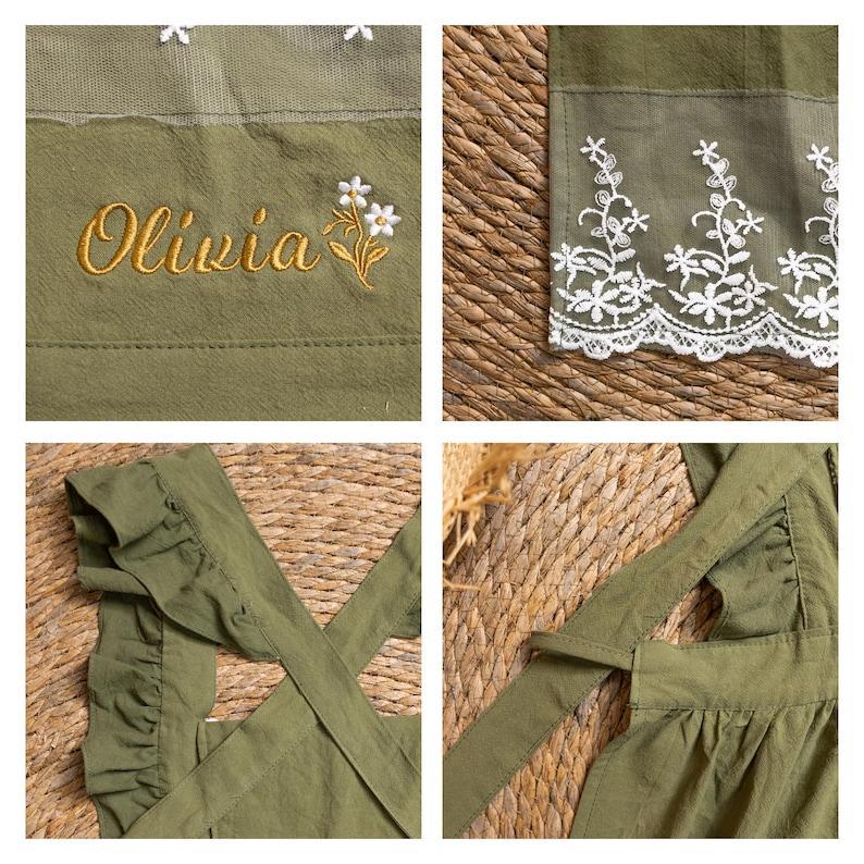 Personalized Floral Embroidered Apron For Women, Cotton Apron with Lace Pockets, Custom Flower Garden Baking Apron, Hostess Mothers Gift - MyFaceBoxer