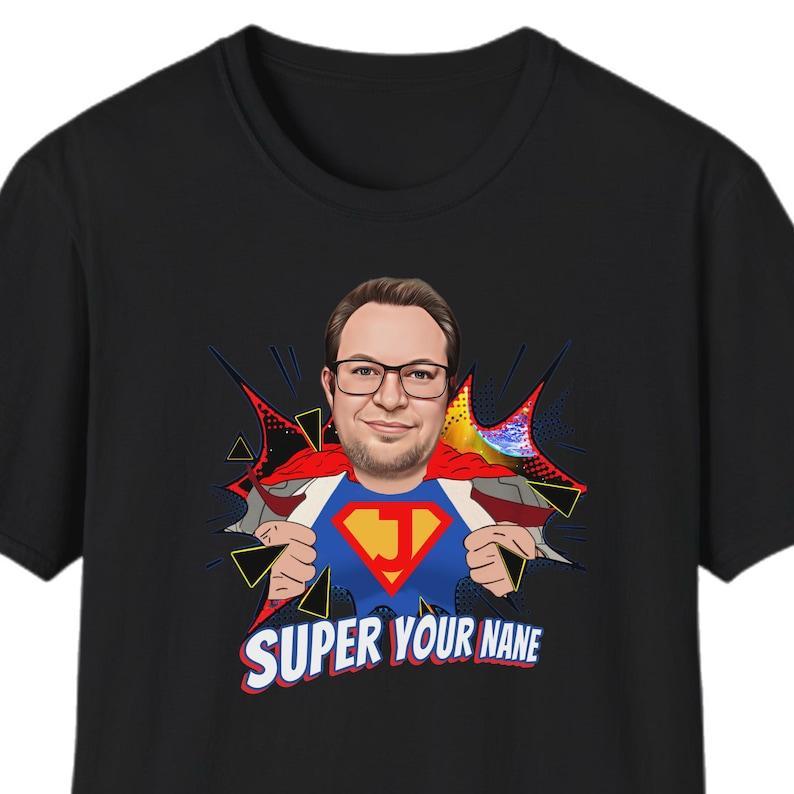Custom Superhero Shirt, Superhero Cartoon, Personalized Cartoon Portrait, Custom Cartoon Shirt, Superhero Gift For Dad, Comic Photo Shirt