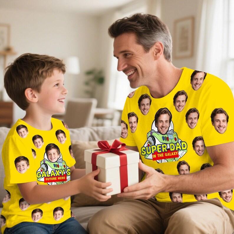 Super Dad T-Shirt, Matching Father Son Face Design, Custom Funny T-Shirt with Face, Face Shirt Made in USA, Father's Day Shirt, Gift For Dad