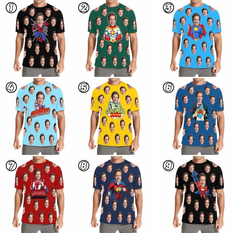 Super Dad T-Shirt, Matching Father Son Face Design, Custom Funny T-Shirt with Face, Face Shirt Made in USA, Father's Day Shirt, Gift For Dad