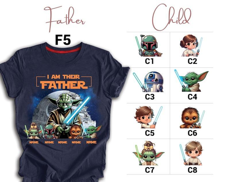 Father's Day Shirt with Kids’ Names, Space Dad Tee, Custom Star Wars Character T-Shirt