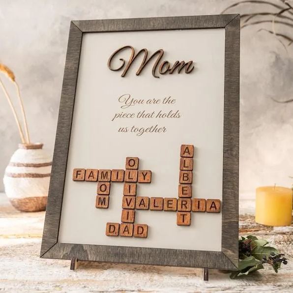 Scrabble Frame Mum the Nanny, Family Name Sign, Gifts for Mom, mother in law gift, Family Tree Gift, Christmas Gifts, Unique Gifts for Mom - MyFaceBoxer