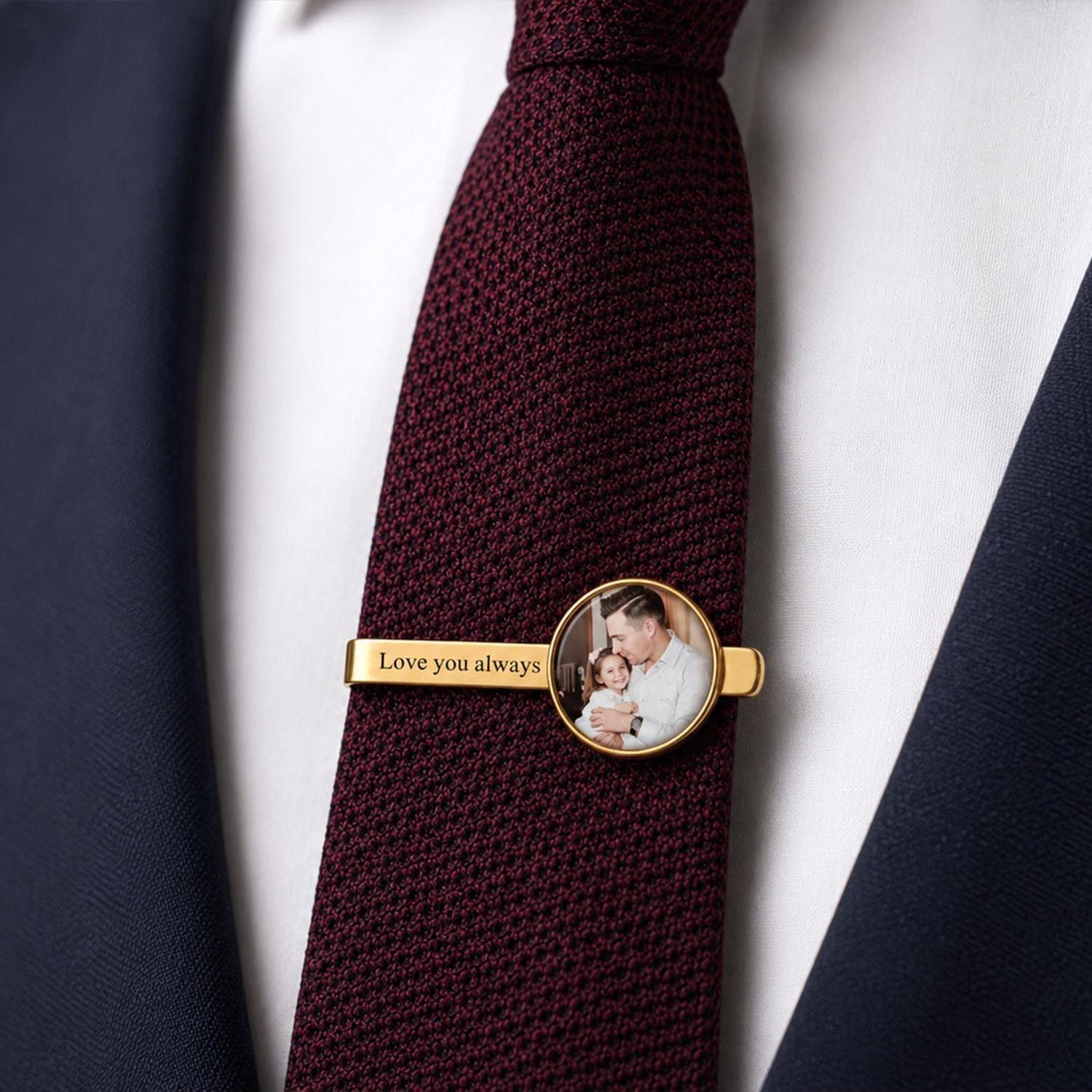 Personalized Photo Tie Clip for Dad, Custom Father of the Bride Tie Bar, Father’s Day Gift for Dad - MyfaceboxerAU