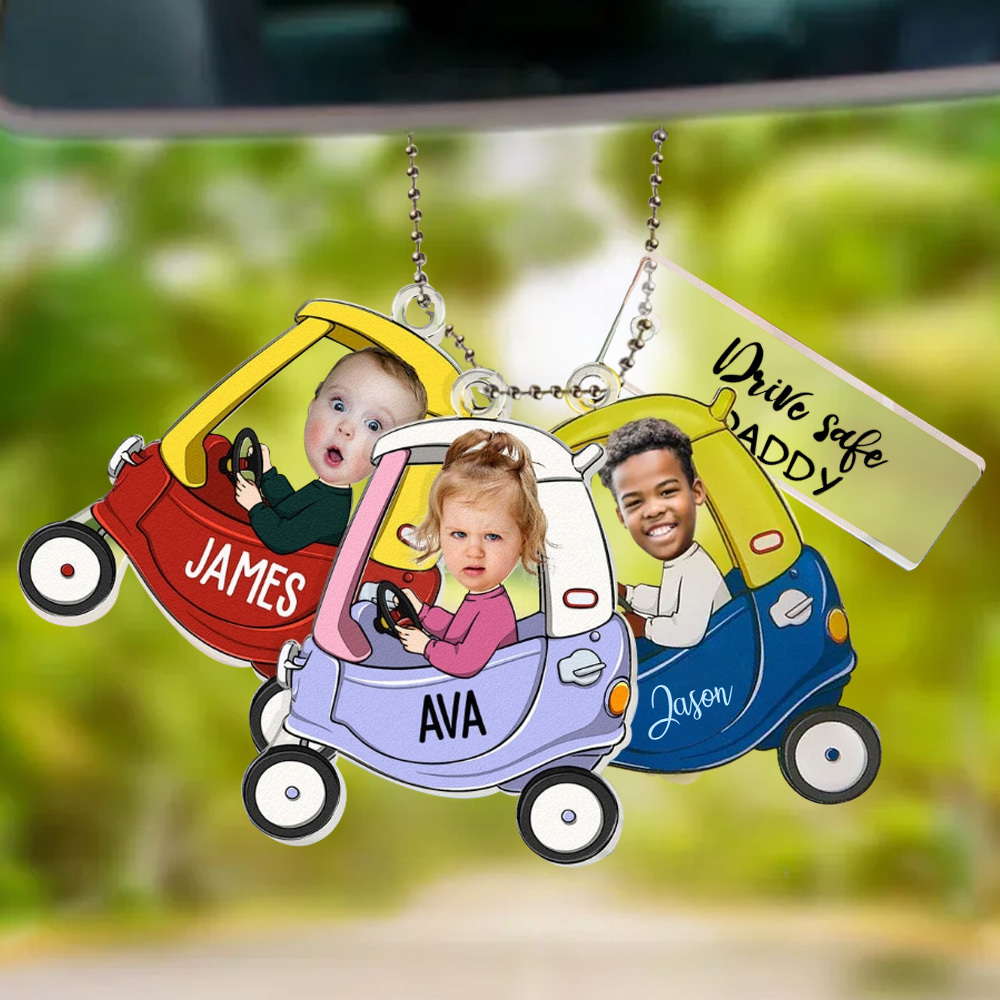 Gifts for Father Custom Car Photo Ornament for Dad Drive Safe Daddy Car Hanger Car Decor
