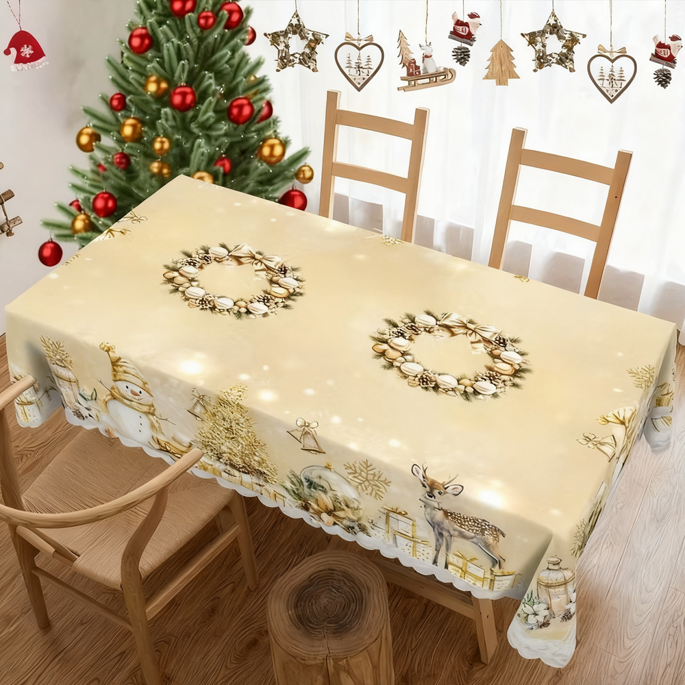 Christmas New Arrival Tablecloth, Digital Printed Festive Dining Table Cover, Holiday Home Decoration - MyfaceboxerAU