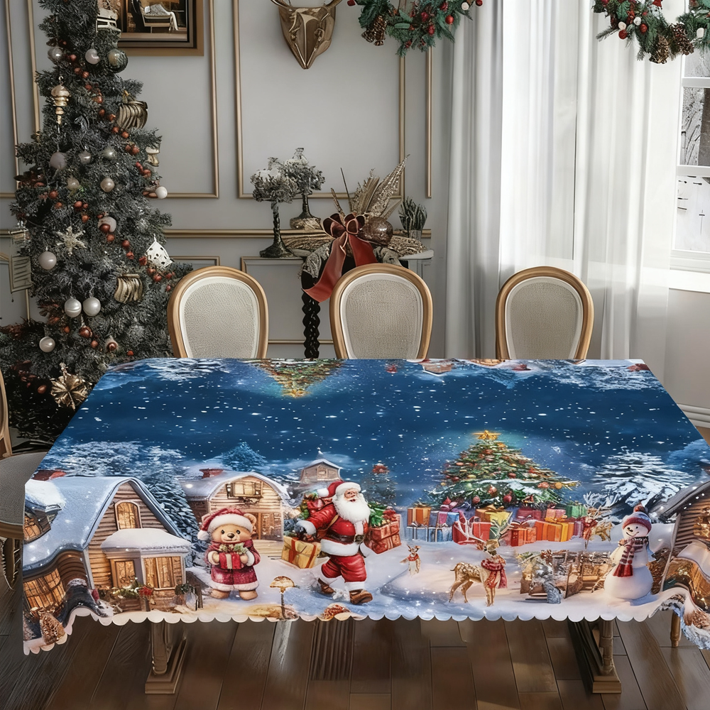 Christmas New Arrival Tablecloth, Digital Printed Festive Dining Table Cover, Holiday Home Decoration - MyfaceboxerAU