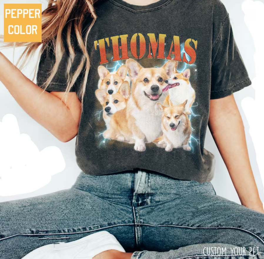 Custom Photo Vintage Tee Personalized Name T-shirt Pet Lover - MyFaceBoxerAU
