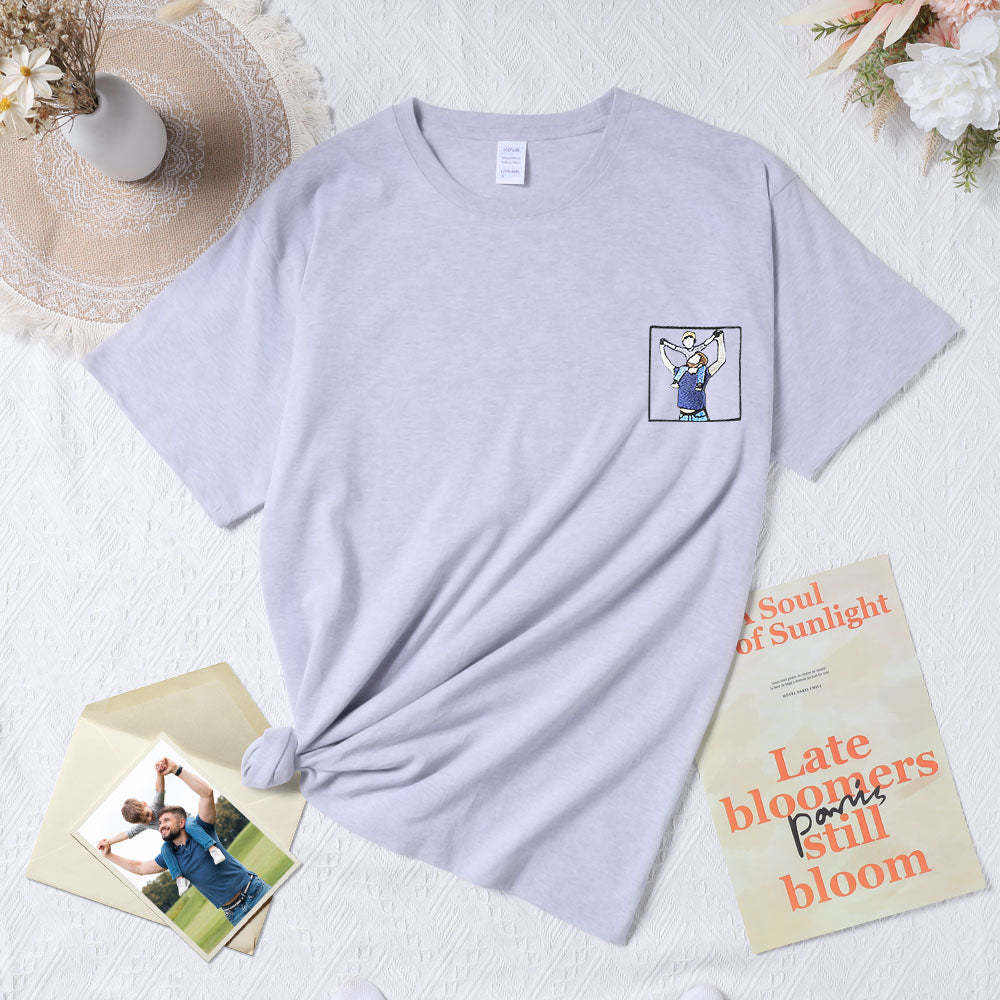 Gift For Dad Custom Embroidered Dad T-Shirt From Photo Father's Day Gift