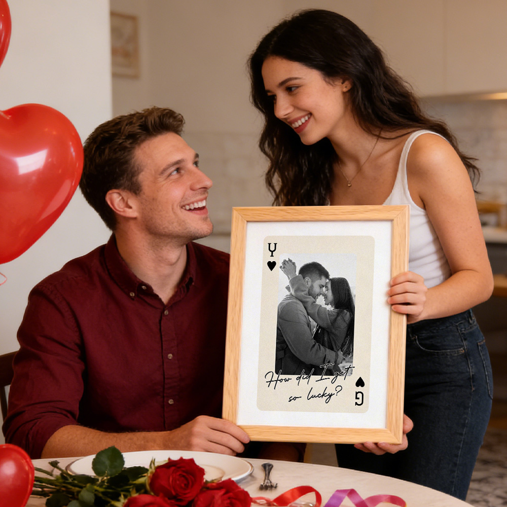 King And Queen Custom Couples Photo How Luck We Are - Personalised Photo Poster Frame - MyfaceboxerAU