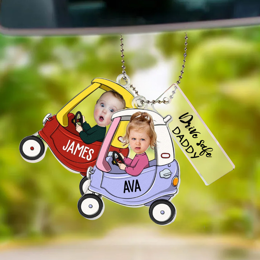 Gifts for Father Custom Car Photo Ornament for Dad Drive Safe Daddy Car Hanger Car Decor