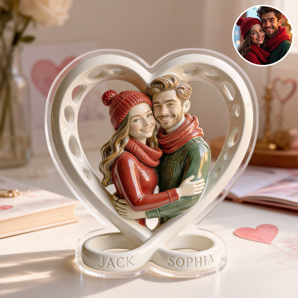 Personalized Infinity Heart Cartoon Photo Ceramic Style Acrylic Plaque - MyfaceboxerAU
