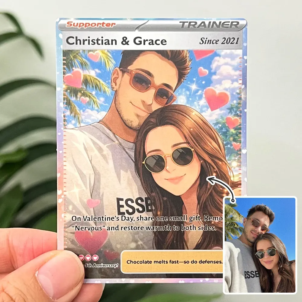Personalised Couple Anime Supporter Trainer Card Pokecard - MyfaceboxerAU