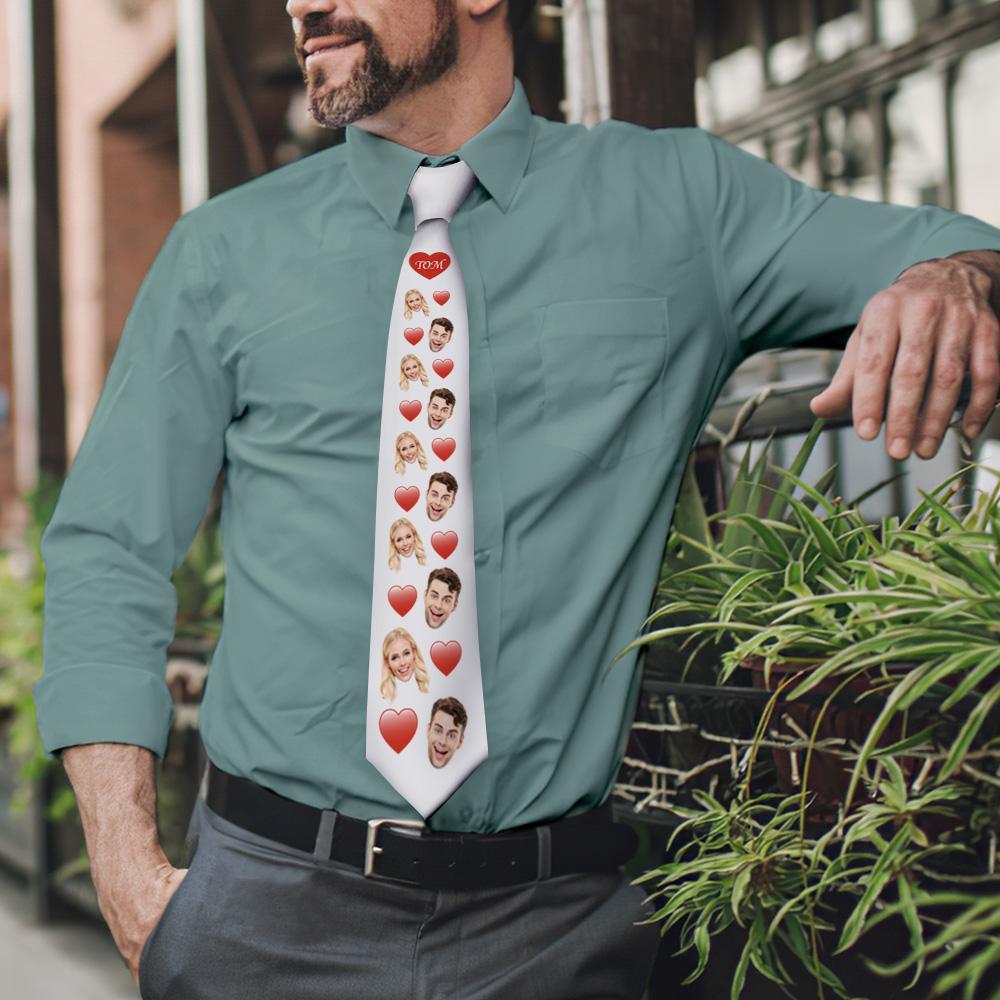 Custom Face And Name On White Necktie - MyFaceBoxerAU