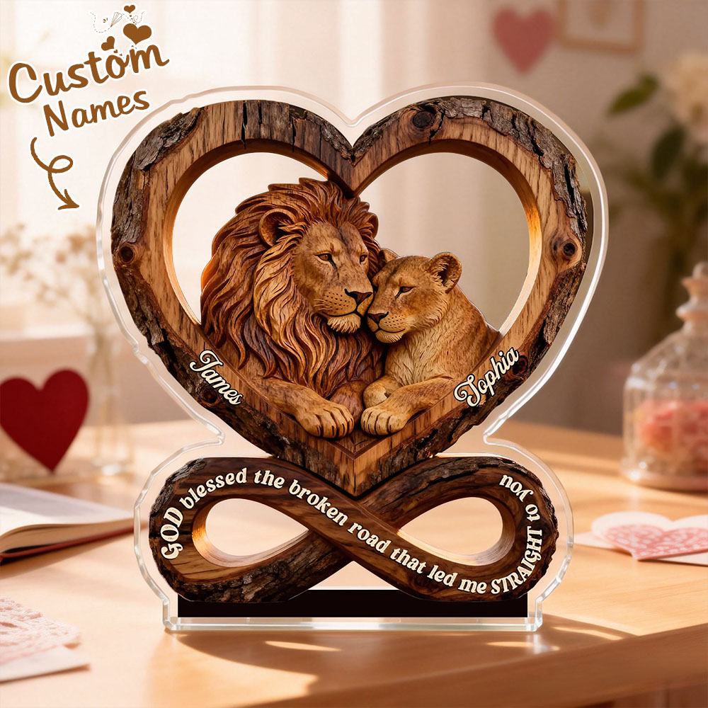 God Blessed The Broken Road That Led Me Straight To You Customized Acrylic Plaque - Personalised Name - Romantic Gifts For Lovers - MyfaceboxerAU