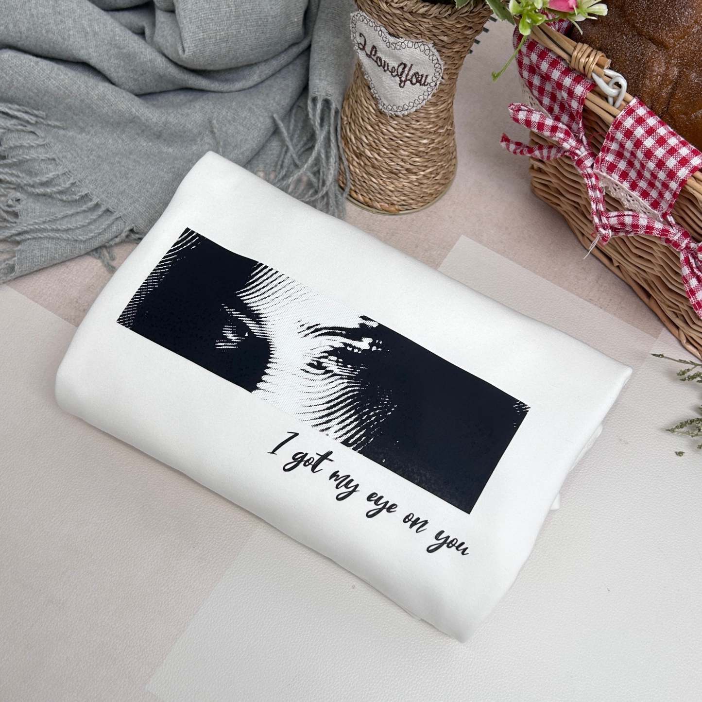 Unique Custom Eyes Tee Loved One's Eyes Shirt Personalized Eyes Artwork Tee Unique Eyes Sketch Art from Photo Gift for Your Love - MyfaceboxerAU