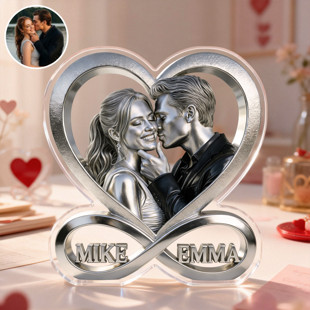 Personalized Infinity Heart Photo Acrylic Plaque