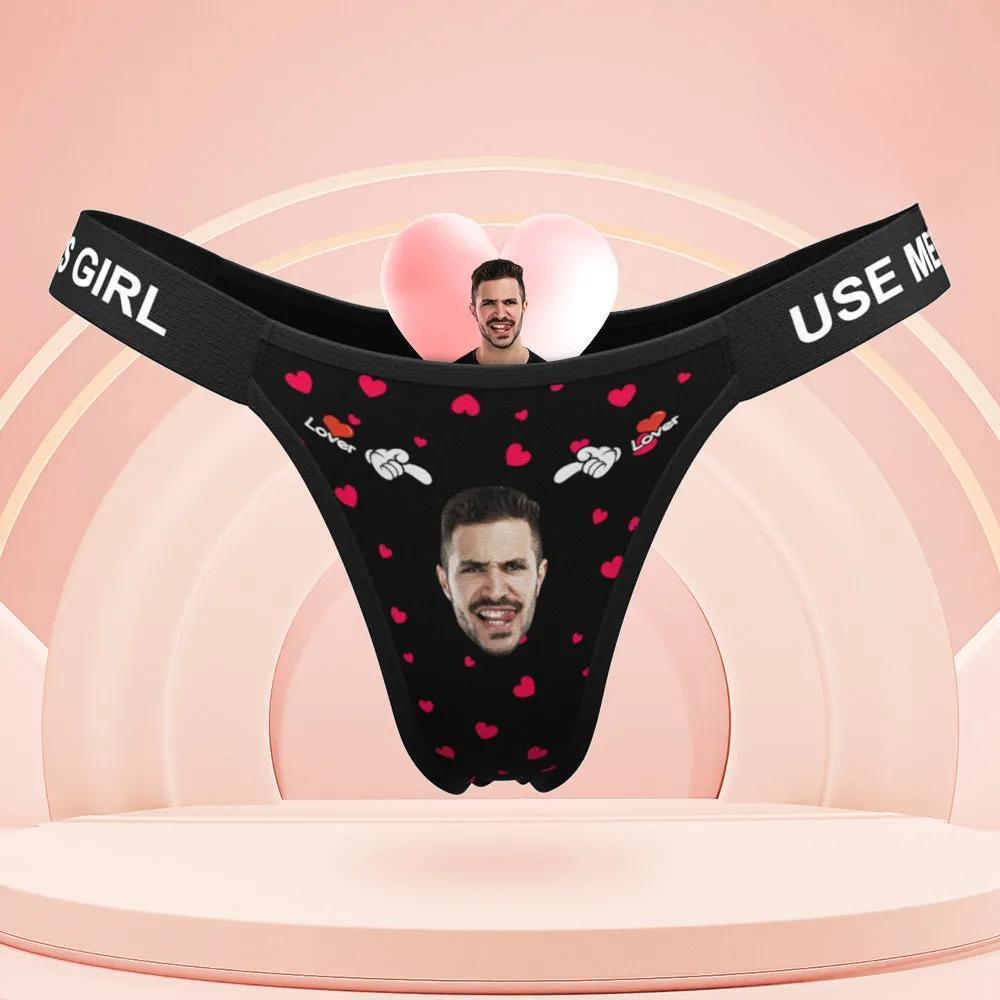 Custom Face Panties Lover Style Personalized Waistband Engraved Thong Naughty Gift for Her