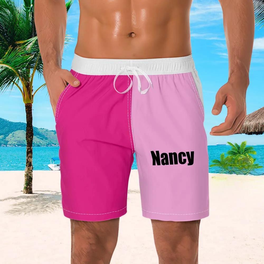 Custom Men's Beach Shorts Custom Name Swim Trunk-Contrast Color