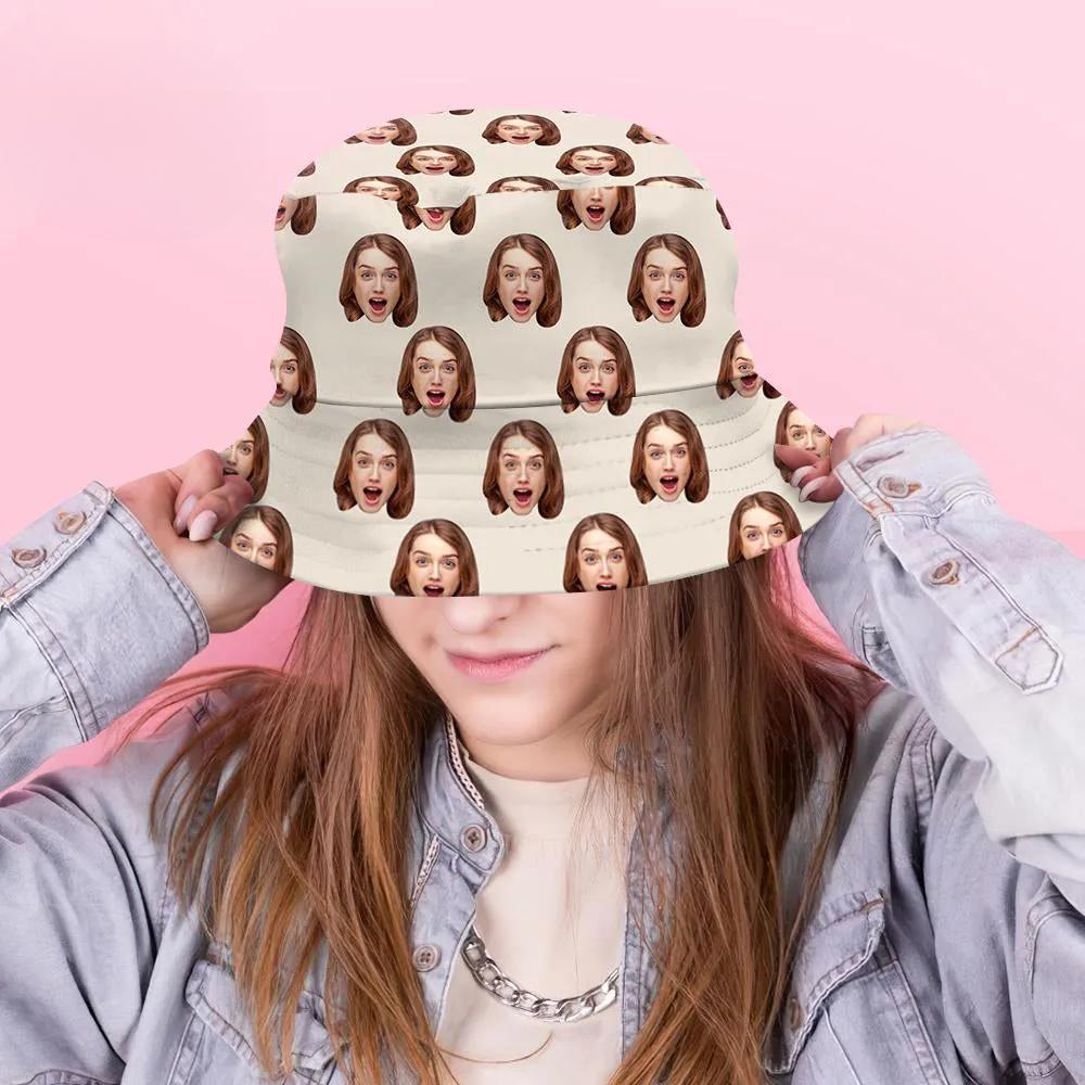 Custom Bucket Hat Unisex Face Bucket Hat Personalize Wide Brim Outdoor Summer Cap Hiking Beach Sports Hats Gift for Lover