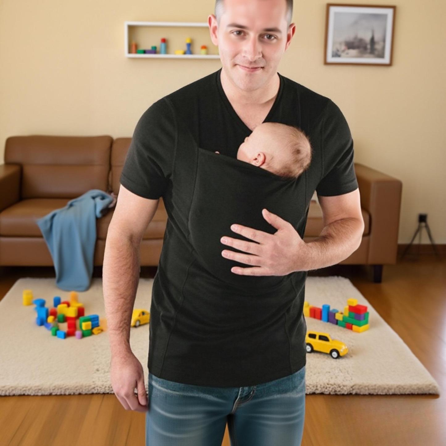 Dad And Mom Kangaroo Carrier Shirt Mens Top Women's Slim Tee Versatile Use Convenient Pockets T-shirt