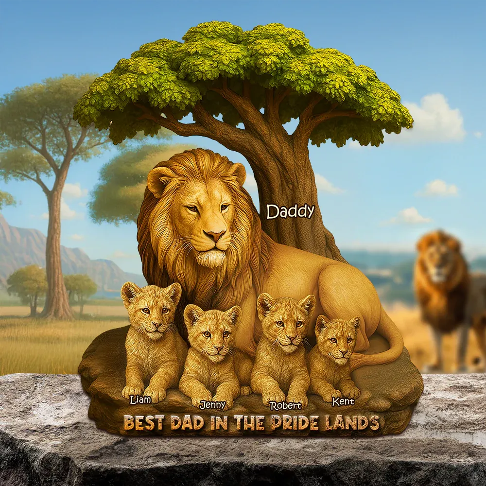 Lion Dad Plaque - Personalized Gifts For Father - Upto 5 Kids -