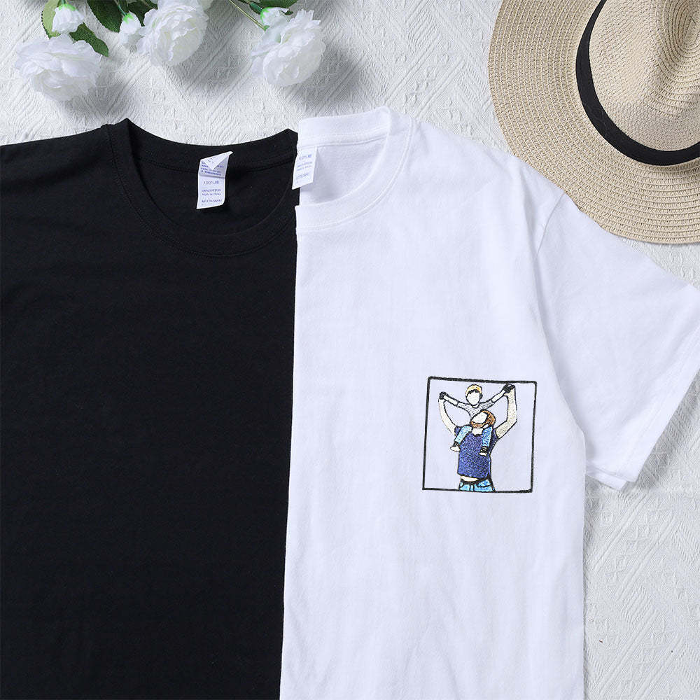 Gift For Dad Custom Embroidered Dad T-Shirt From Photo Father's Day Gift