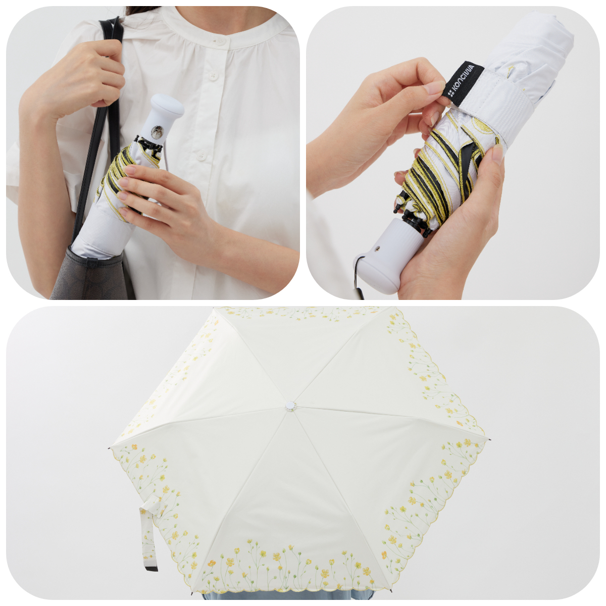 EMBROIDERY Pattern 折りたたみ傘 軽量 紫外線対策 日焼け止め レディース/メンズ 晴雨兼用 刺繍の日傘 プレゼント UVカット100,おしゃれ 傘